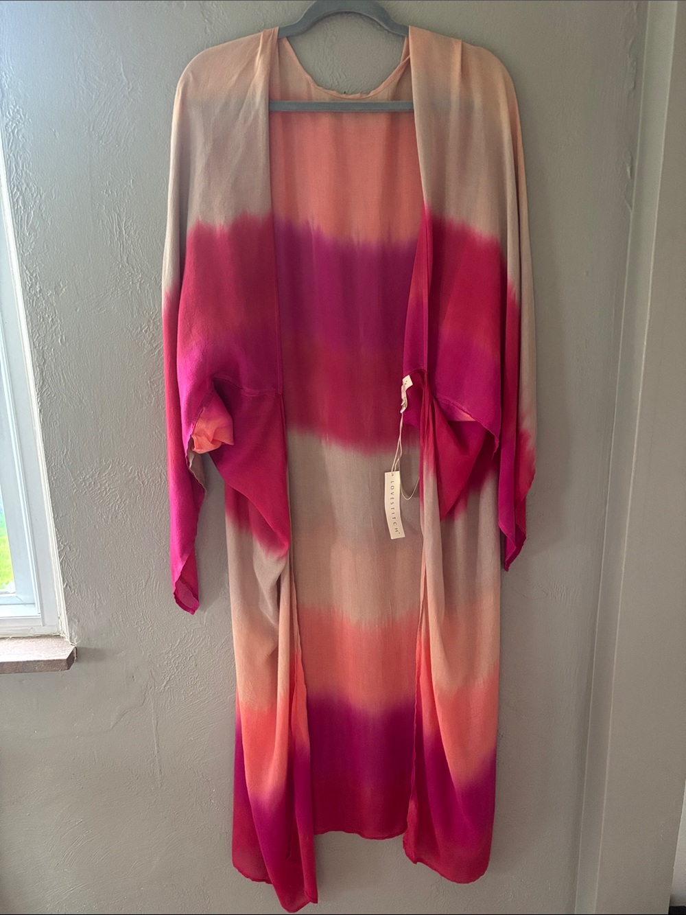 lovestitch Ombre Open Kimono Cardigan - Magenta & Peach